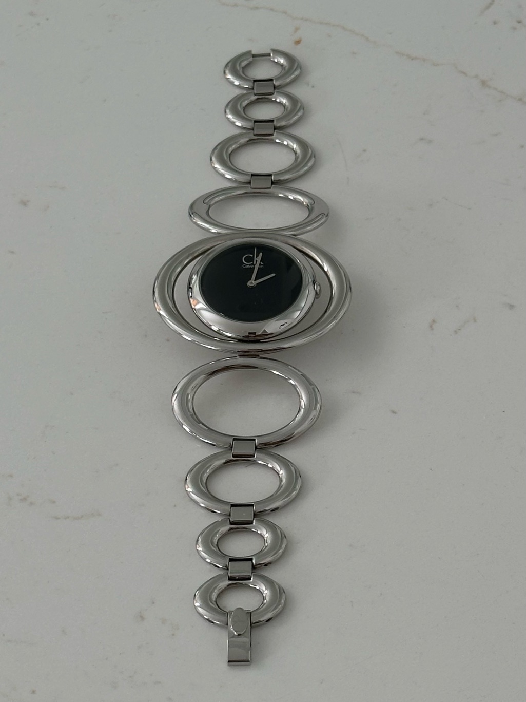 Calvin Klein Silver Bracelet Watch With Black Dial